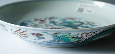 Lot 313 - A Chinese Doucai dragon dish
