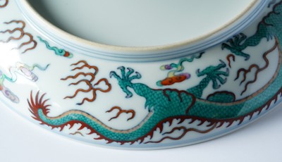 Lot 313 - A Chinese Doucai dragon dish
