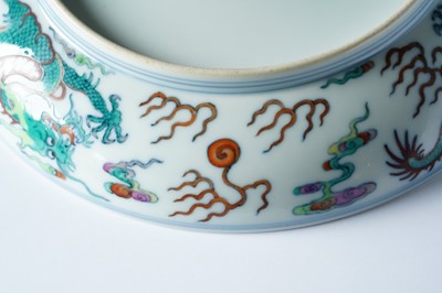 Lot 313 - A Chinese Doucai dragon dish