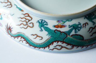 Lot 313 - A Chinese Doucai dragon dish