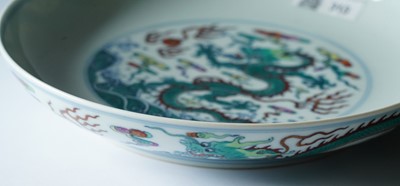 Lot 313 - A Chinese Doucai dragon dish