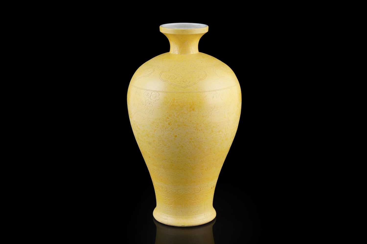 Lot 321 - A Chinese yellow biscuit vase