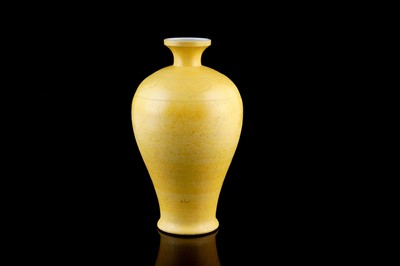 Lot 321 - A Chinese yellow biscuit vase