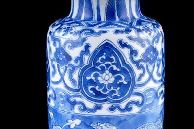 Lot 322 - A Chinese blue and white sleeve vase