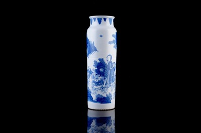Lot 325 - A Chinese blue and white sleeve vase
