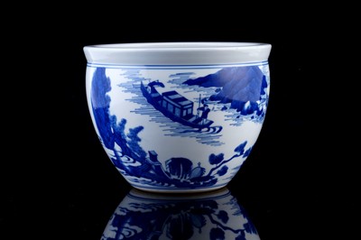 Lot 329 - A Chinese blue and white jardiniere