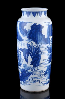 Lot 333 - A Chinese blue and white vase in transitional style