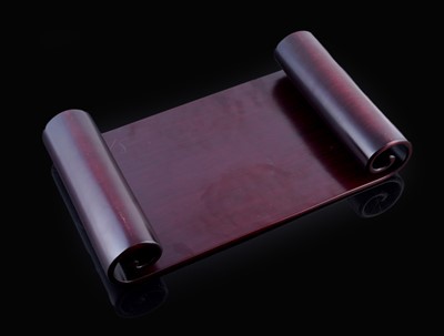 Lot 351 - A Chinese Huanghuali scroll end stand