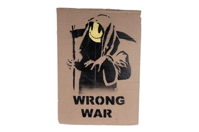 Lot 106 - BANKSY - Grim Reaper (WRONG WAR) | spray paint on cardboard