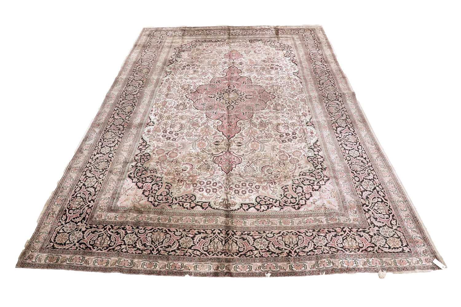 Lot 544 - A hand-knotted all-silk Persian Qum carpet