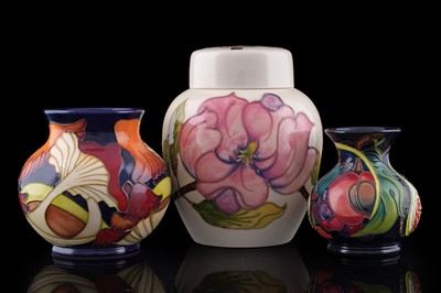 Lot 249 - Two Moorcroft vases; and a ginger jar