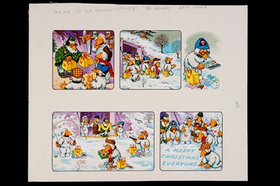 Lot 301 - An original painted rear-cover strip featuring the Wombles at Christmas