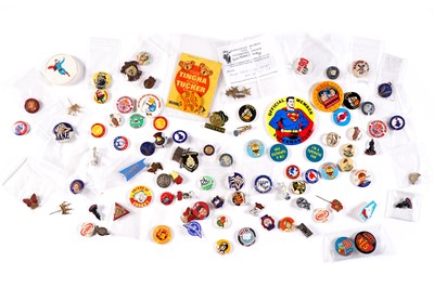 Lot 414 - Comics club badges; and other lapel badges