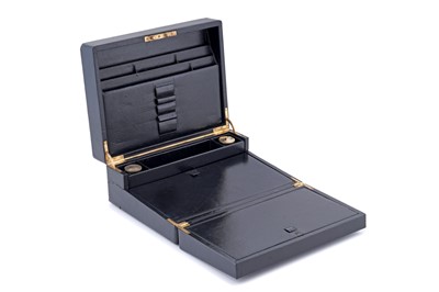 Lot 223 - Asprey: an early 20th Century black leather writing or correspondence box