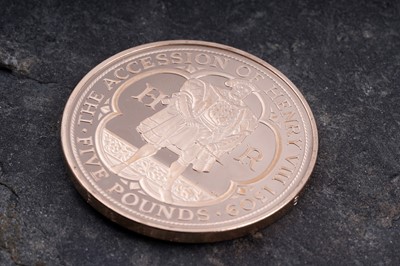 Lot 74 - Royal Mint Queen Elizabeth II 22t gold Henry VIII Five-Pound Gold Proof Coin
