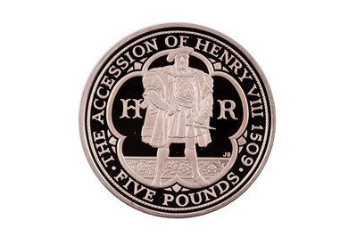 Lot 74 - Royal Mint Queen Elizabeth II 22t gold Henry VIII Five-Pound Gold Proof Coin