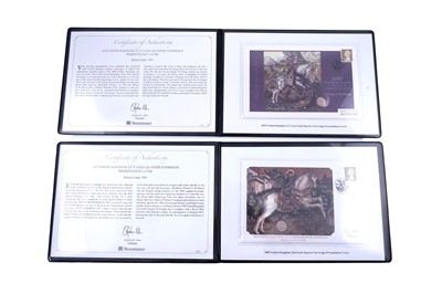 Lot 87 - Two Westminster Queen Elizabeth II 22ct gold Quarter-Sovereign Presentation Covers