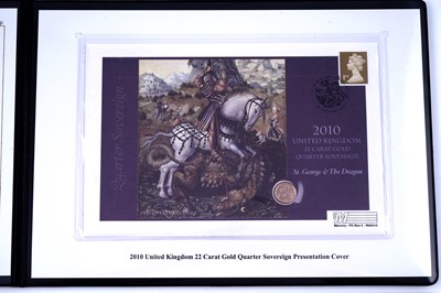 Lot 87 - Two Westminster Queen Elizabeth II 22ct gold Quarter-Sovereign Presentation Covers