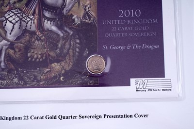 Lot 87 - Two Westminster Queen Elizabeth II 22ct gold Quarter-Sovereign Presentation Covers