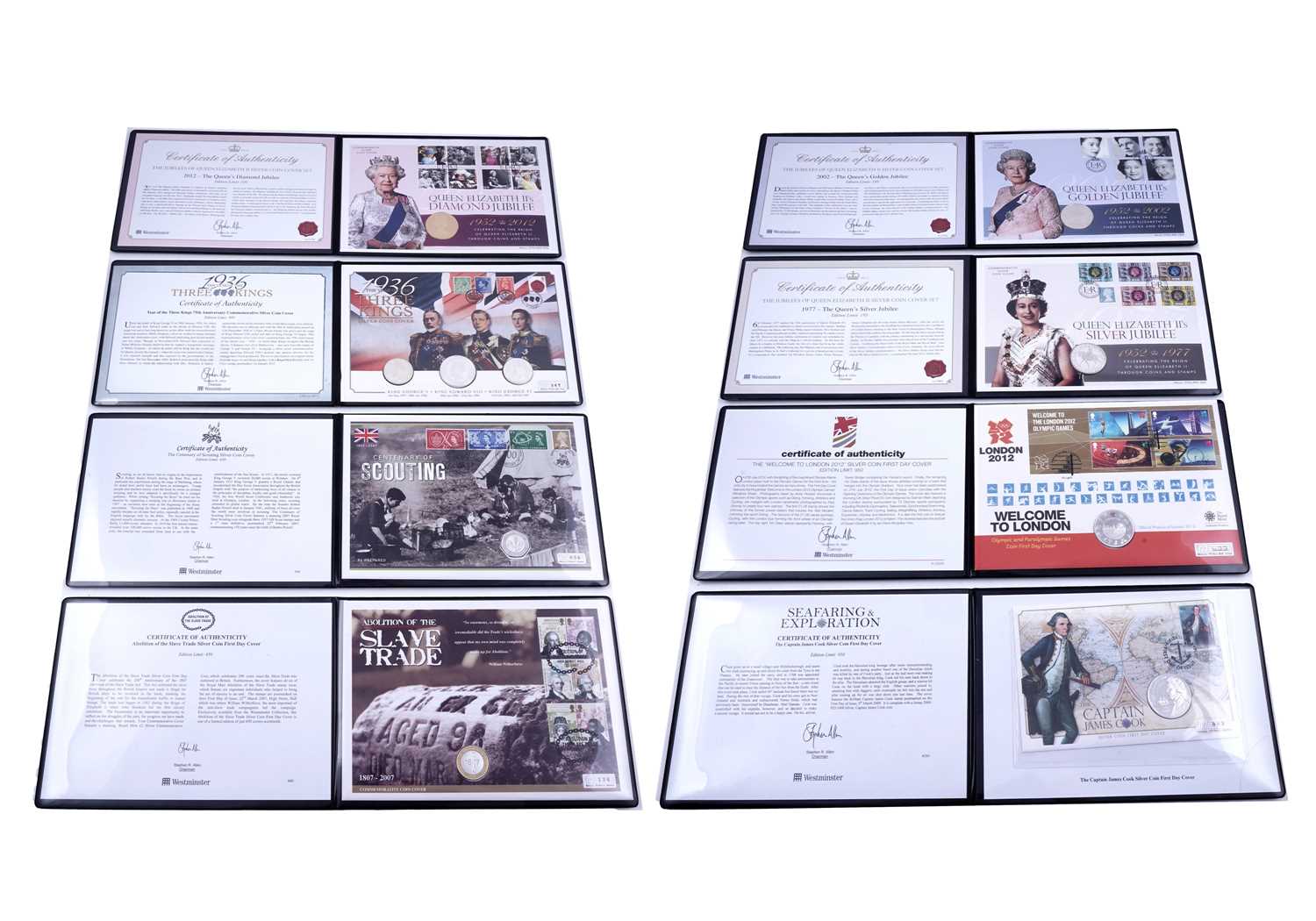 Lot 88 - A selection of Westminster silver coin presentation covers