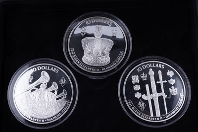 Lot 92 - Westminster Queen Elizabeth II silver Diamond Jubilee Proof Three-Coin Set