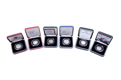 Lot 115 - Six Royal Mint silver proof piedfort fifty-pence coins