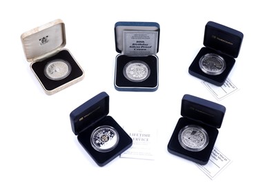 Lot 117 - Five Royal Mint Queen Mother 1980 Birthday Crowns; and four others