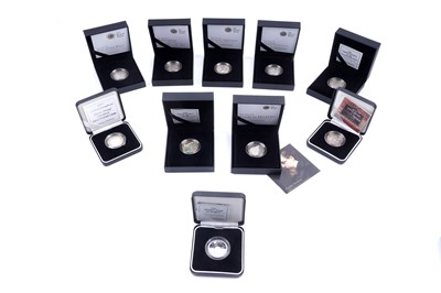 Lot 121 - Ten Royal Mint silver piedfort proof two-pound coins