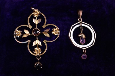 Lot 260 - Two Edwardian openwork pendants, one of quatrefoil design