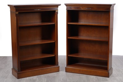 Lot 33 - Bradley: two reproduction Georgian style mahogany open bookcases
