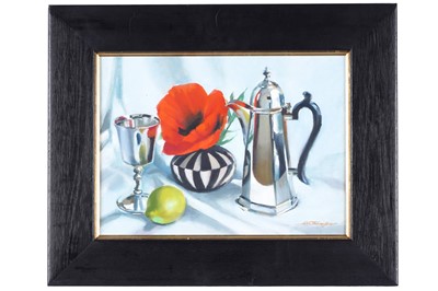 Lot 57 - Alistair W. Thomson - Coffee Pot and Poppy | oil