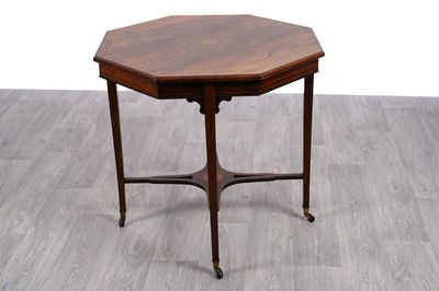 Lot 86 - An Edwardian octagonal inlaid rosewood occasional table