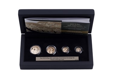 Lot 176 - Hattons of London Charles III 22-carat gold D-Day 80th Anniversary sovereign deluxe set
