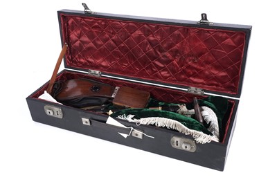 Lot 36 - A Reid Northumbrian small pipes; and a set of mahogany bellows with curved arms