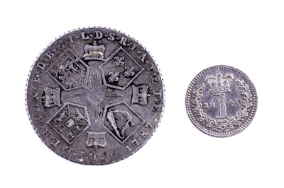 Lot 168 - A George III sixpence; and a Queen Victoria Young Bust 1d