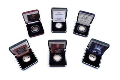 Lot 143 - Four Royal Mint Queen Elizabeth II silver proof two-pound coins; and others