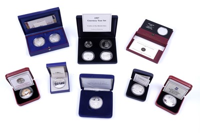Lot 144 - Royal Mint Queen Elizabeth II Guernsey set of one-pound and five-pound coins