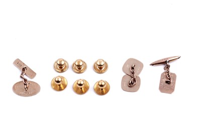 Lot 277 - 1930s and other 9ct gold cufflinks; and 18ct gold shirt studs