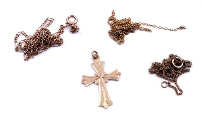 Lot 281 - An Egyptian gold cruciform pendant and chains