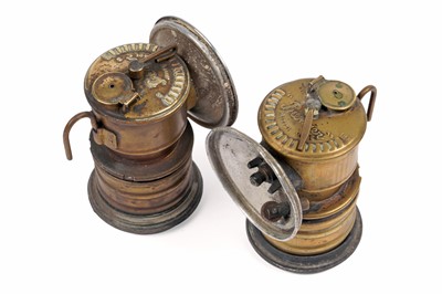 Lot 466 - Two brass carbide lamps; and other items