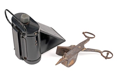 Lot 466 - Two brass carbide lamps; and other items