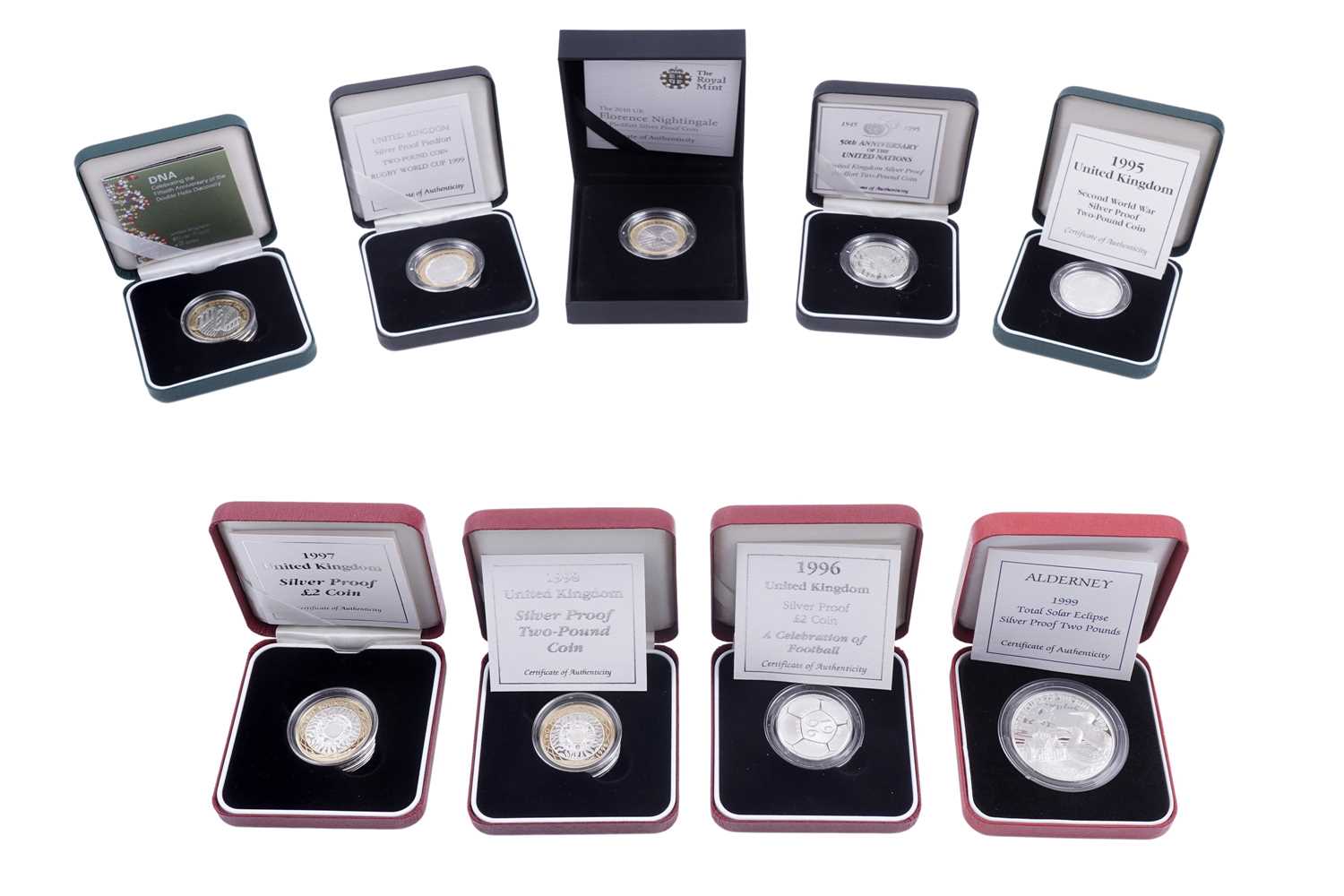 Lot 19 - Royal Mint Queen Elizabeth II silver proof two-pound coins
