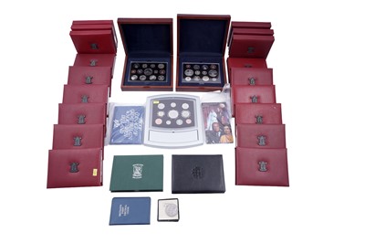 Lot 28 - Nineteen Royal Mint proof coin collection sets; and other coinage