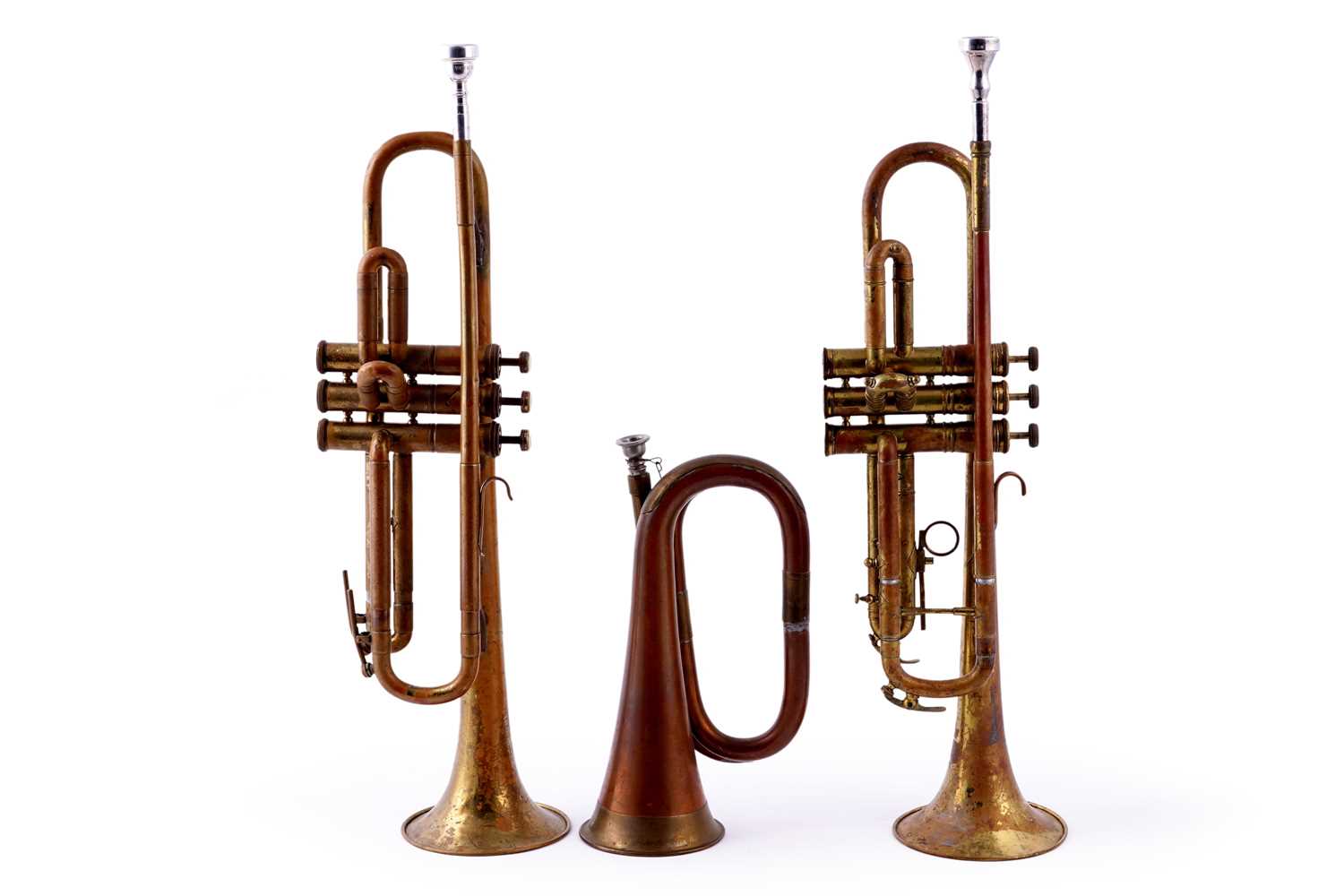 Lot 18 - Two trumpets; and a bugle