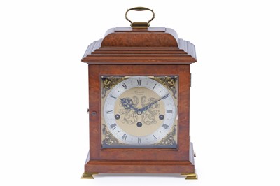 Lot 179 - Comitti, London: burr walnut and walnut 8-day musical mantel clock