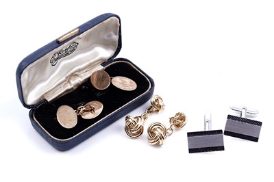 Lot 193 - Cufflinks, including a pair of 9ct rose gold