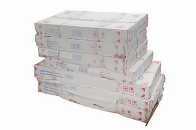 Lot 576 - Three boxed Demagio M023-BG-BL TV stands; and four Demagio DM021-CL stands