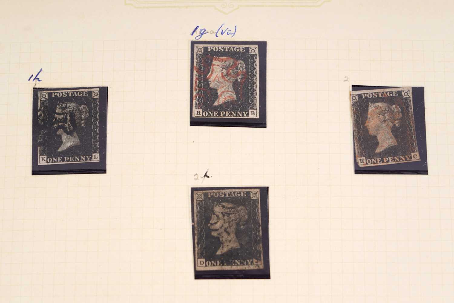 Lot 424 - Four Queen Victoria 1d blacks 1840