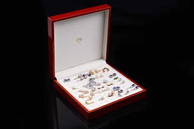 Lot 163 - A collection of contemporary gemstone set earrings