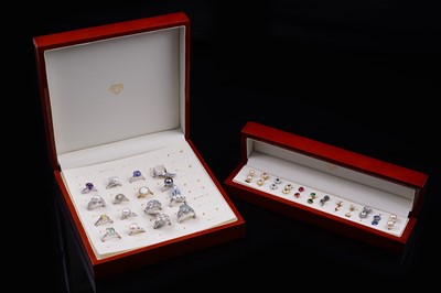Lot 164 - A collection of contemporary gemstone set rings and earrings